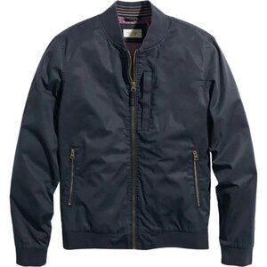 Marine Layer Bomber Jacket XL Mens Waxed Canvas Full Zip Blue Black